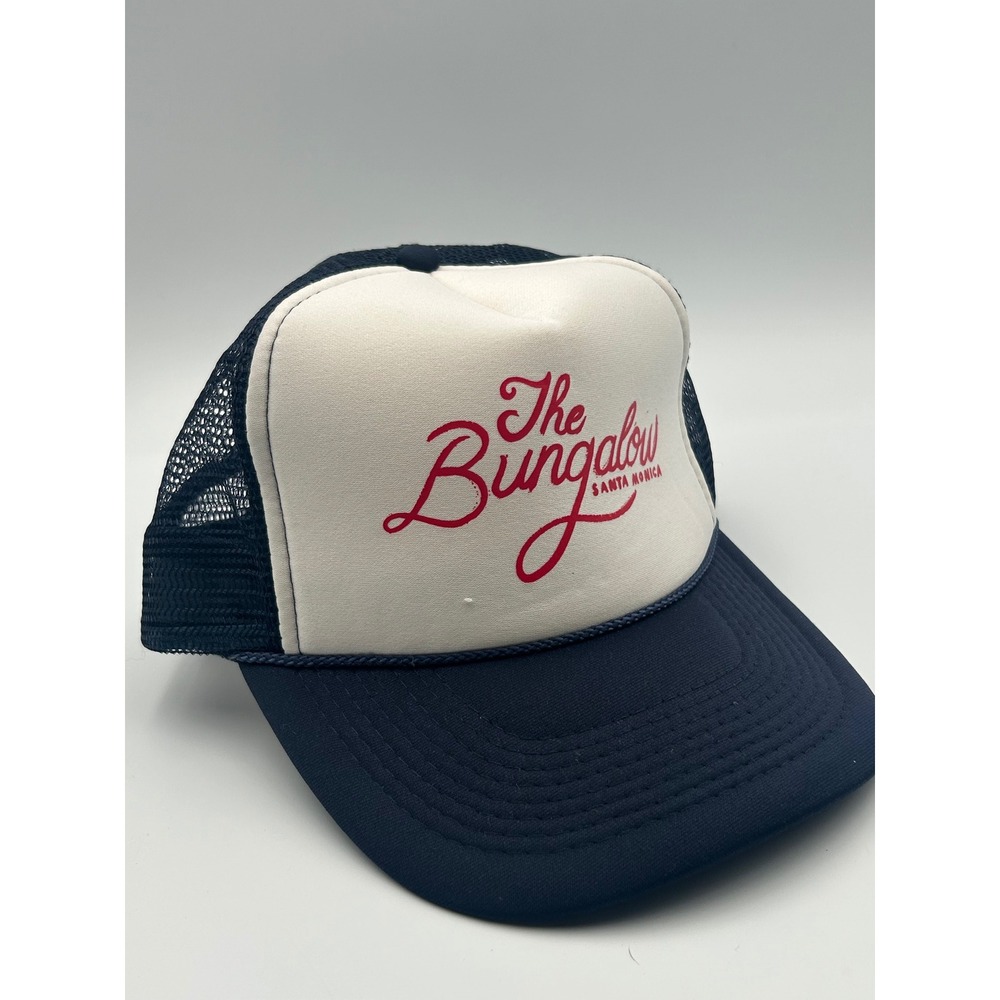 The Bungalow Santa Monica Otto Cap Trucker Hat Navy Blue White Snapback